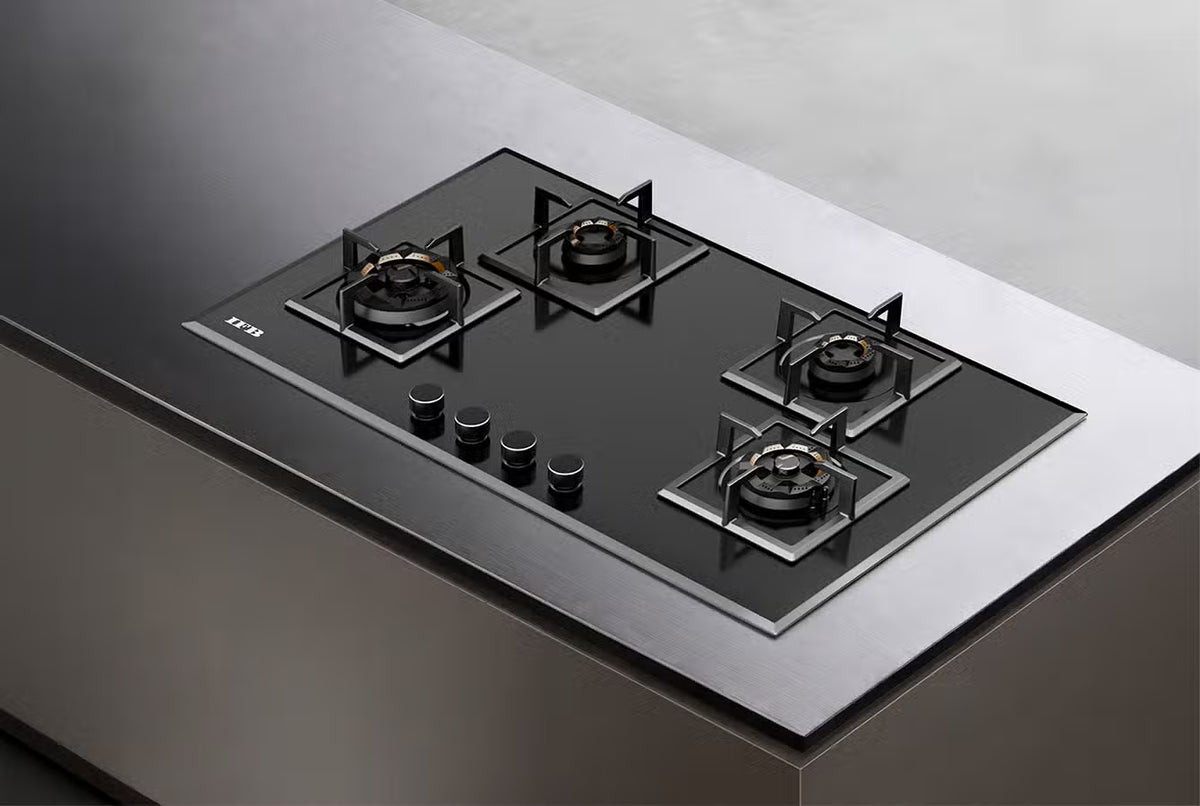 IFB 90-GCI4B-3D-FFD 4-Burner Hybrid Built-in Gas Hob | Auto Ignition | 3D Brass Burners IFB