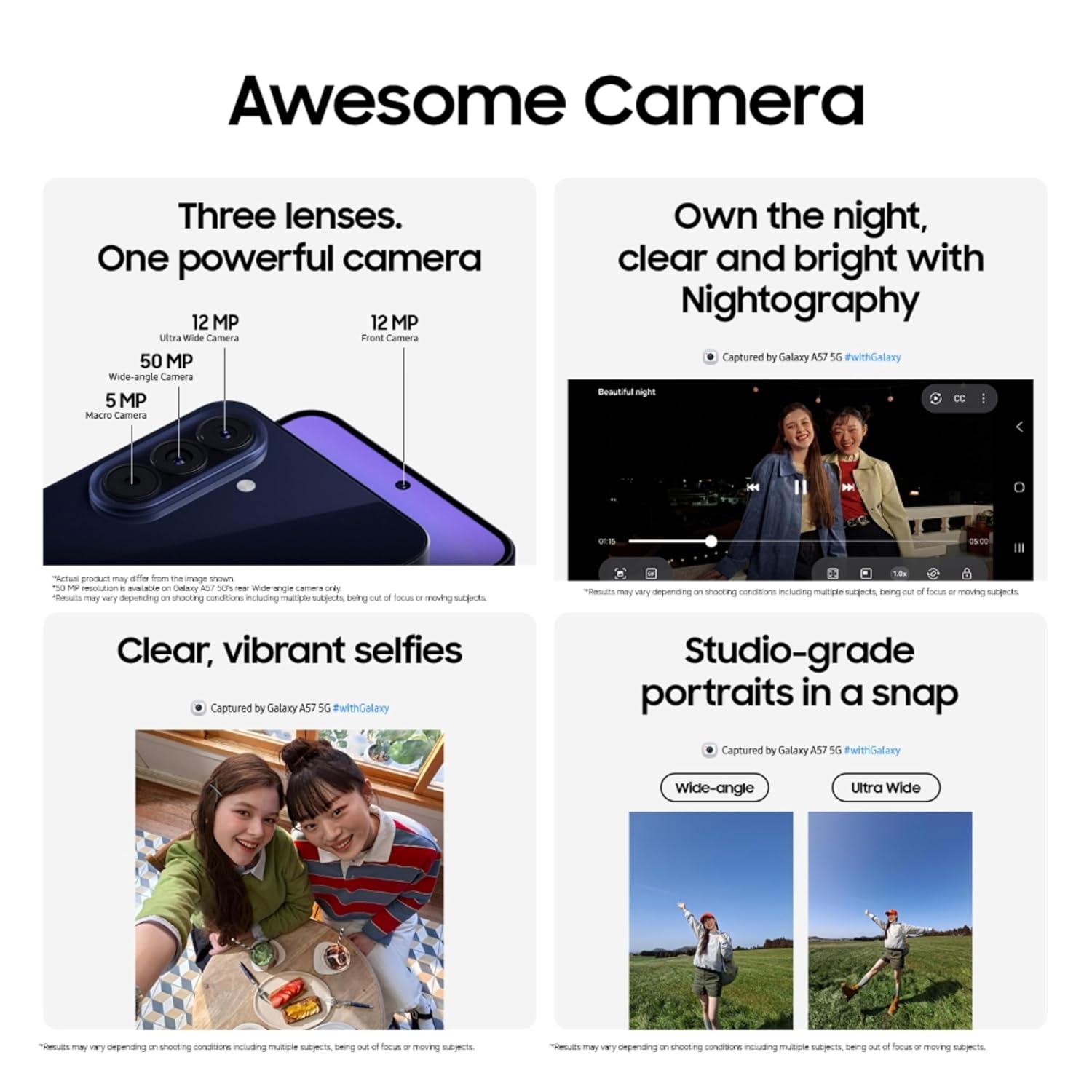 Samsung Galaxy A57 5G (Awesome Lilac, 8GB RAM, 256GB Storage), Agentic AI, Triple Camera with Nightography Video, 2 Days Battery Life, 6 Gen OS Upgrades, IP68, 6.9mm Sleek, with No Cost EMI Mahajan Electronics Online