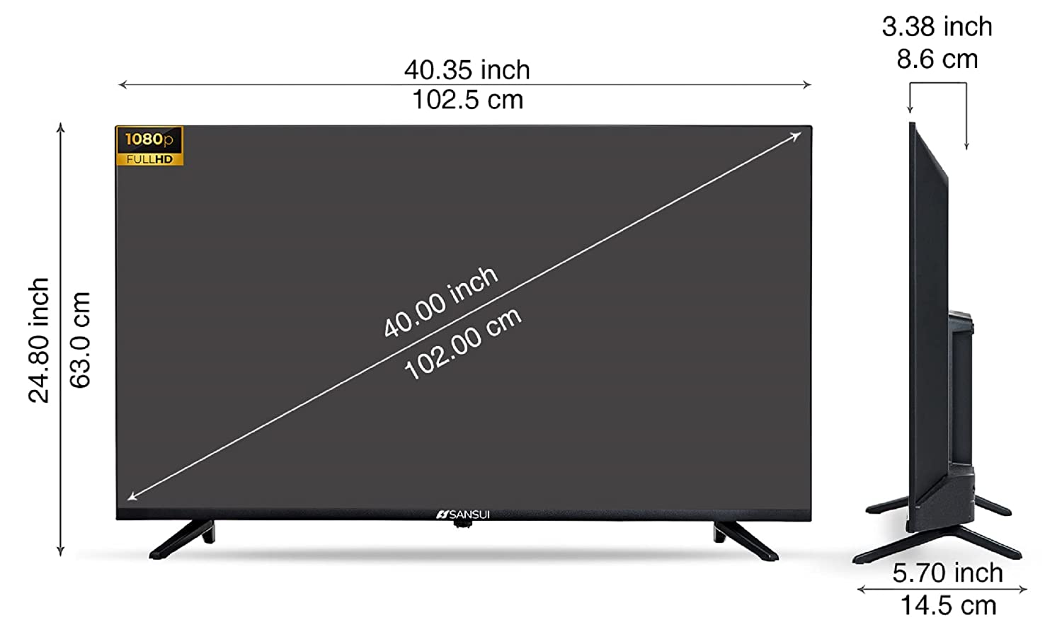 Sansui 102cm (40 inches) Full HD Certified Android LED TV JSW40ASFHD (Midnight Black) With Voice Search Smart Remote - Mahajan Electronics Online
