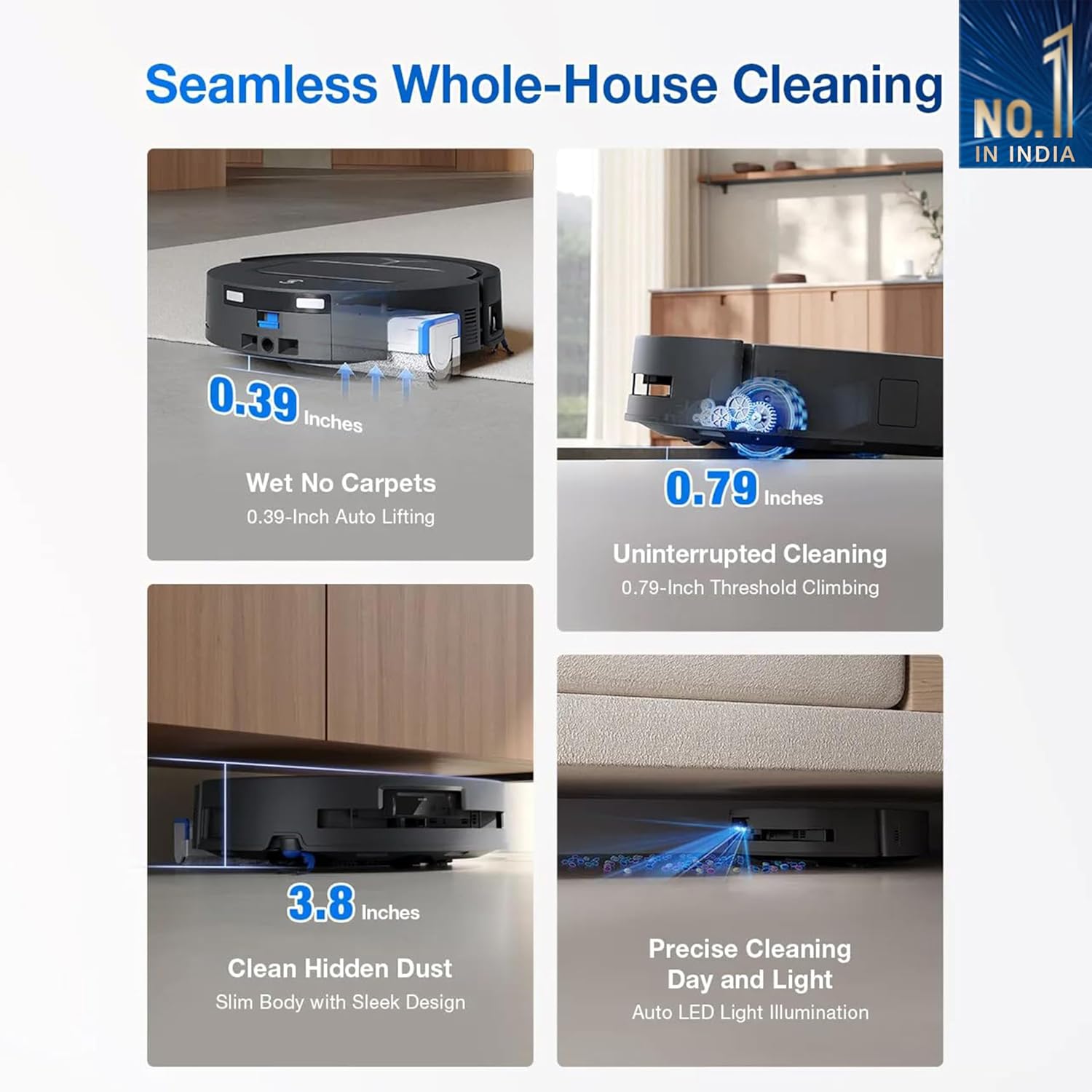 ECOVACS DEEBOT T80 Omni 2 in 1 Robot Vacuum Cleaner & Mop, 2025 New Launch, 18000 Pa, 6400 mAh Battery, OZMO Roller Real-Time Mop Washing, Self-Emptying, Hot Air Drying, AI ReMop 2.0, ZeroTangle 3.0 Mahajan Electronics Online