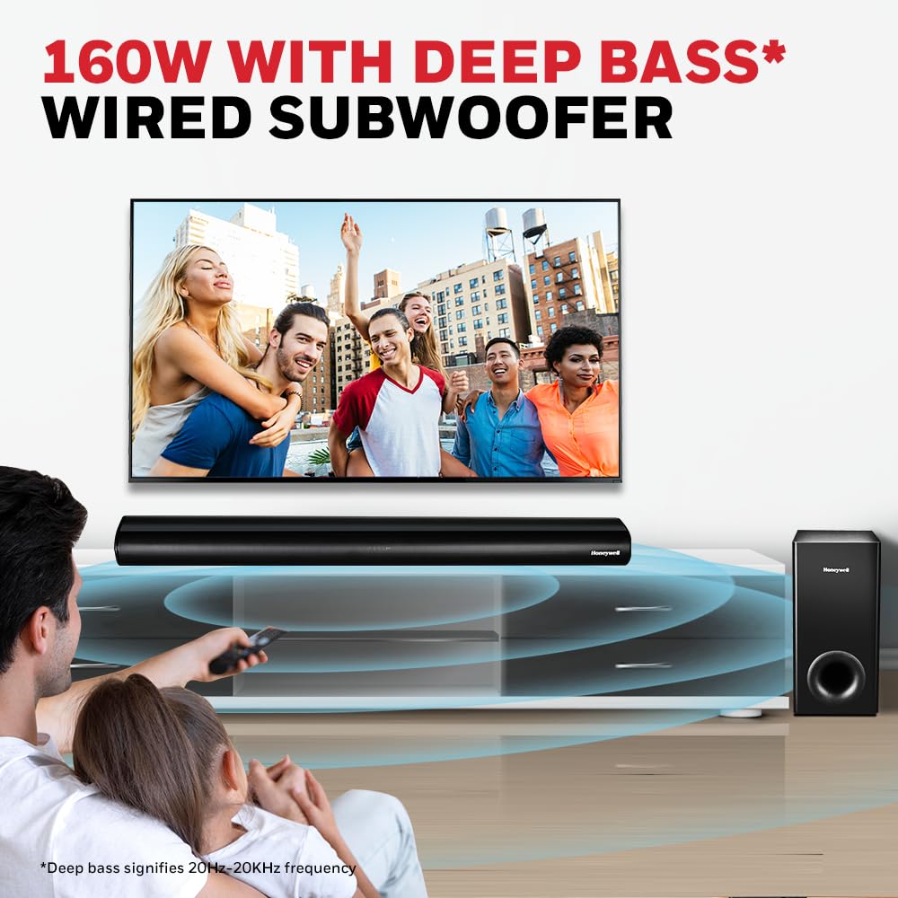 Honeywell Trueno U3000 160W Soundbar with Wired Subwoofer, 2.1 Channel Sound Mahajan Electronics Online