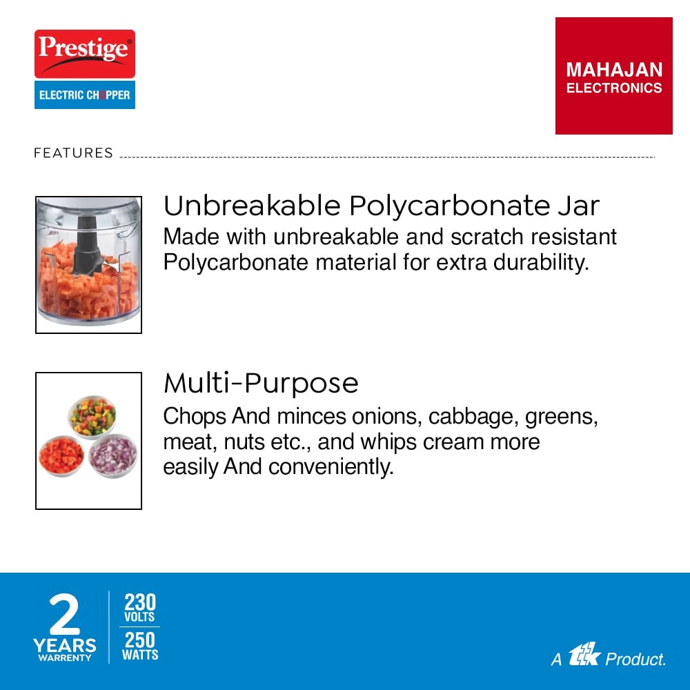 Prestige PEC 4.0 250 W Electric Chopper – Mahajan Electronics Online.