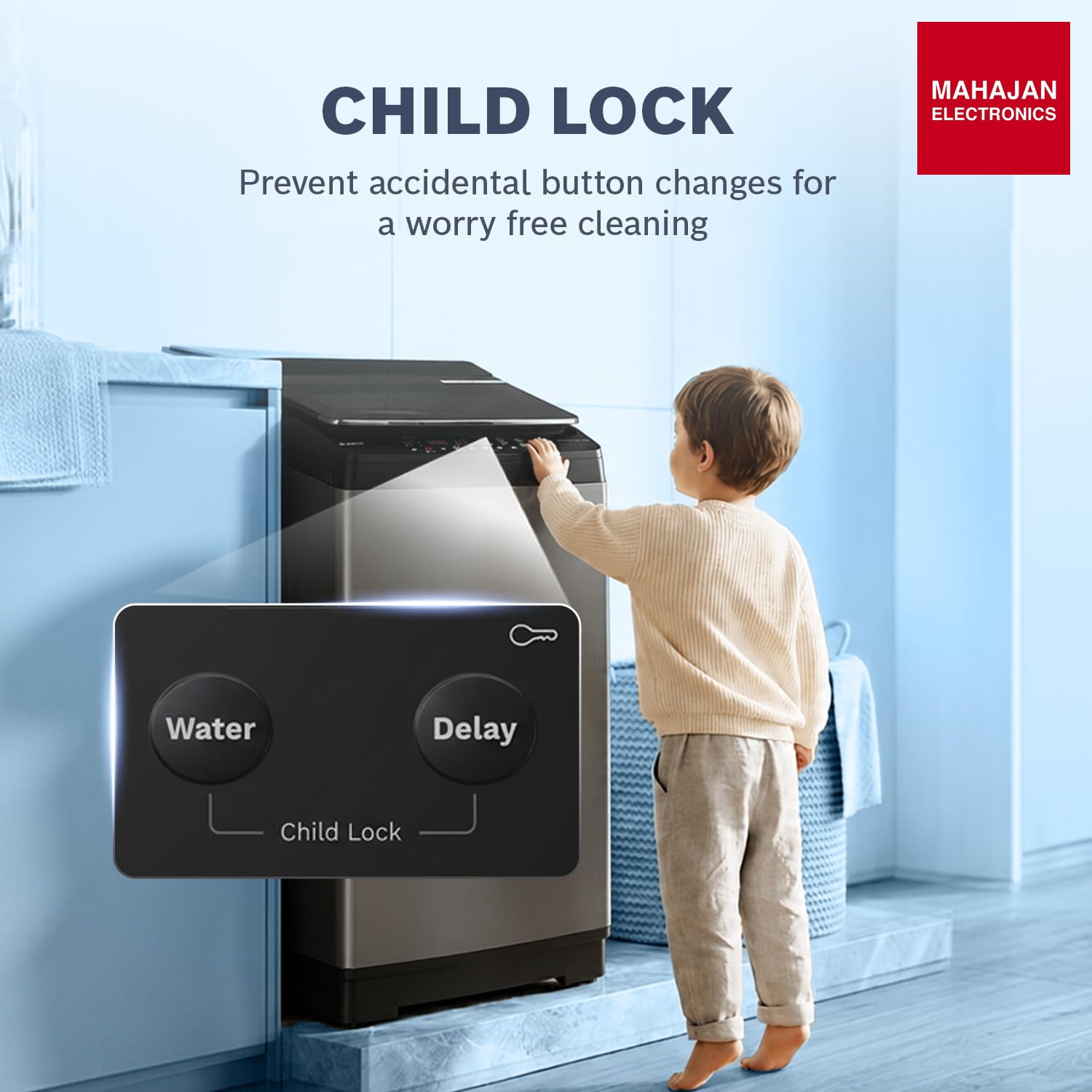 Bosch WOE90EV0IN 9 KG 5 Star Fully Automatic Top Loading Washing Machine,Inbuilt Heater,Glass Lid with chrome finish,Tempered Glass with Soft Closing Lid,Unique display with 10 Button, Vietnam Black,(WOE90EV0IN) Bosch online mahajna electronics