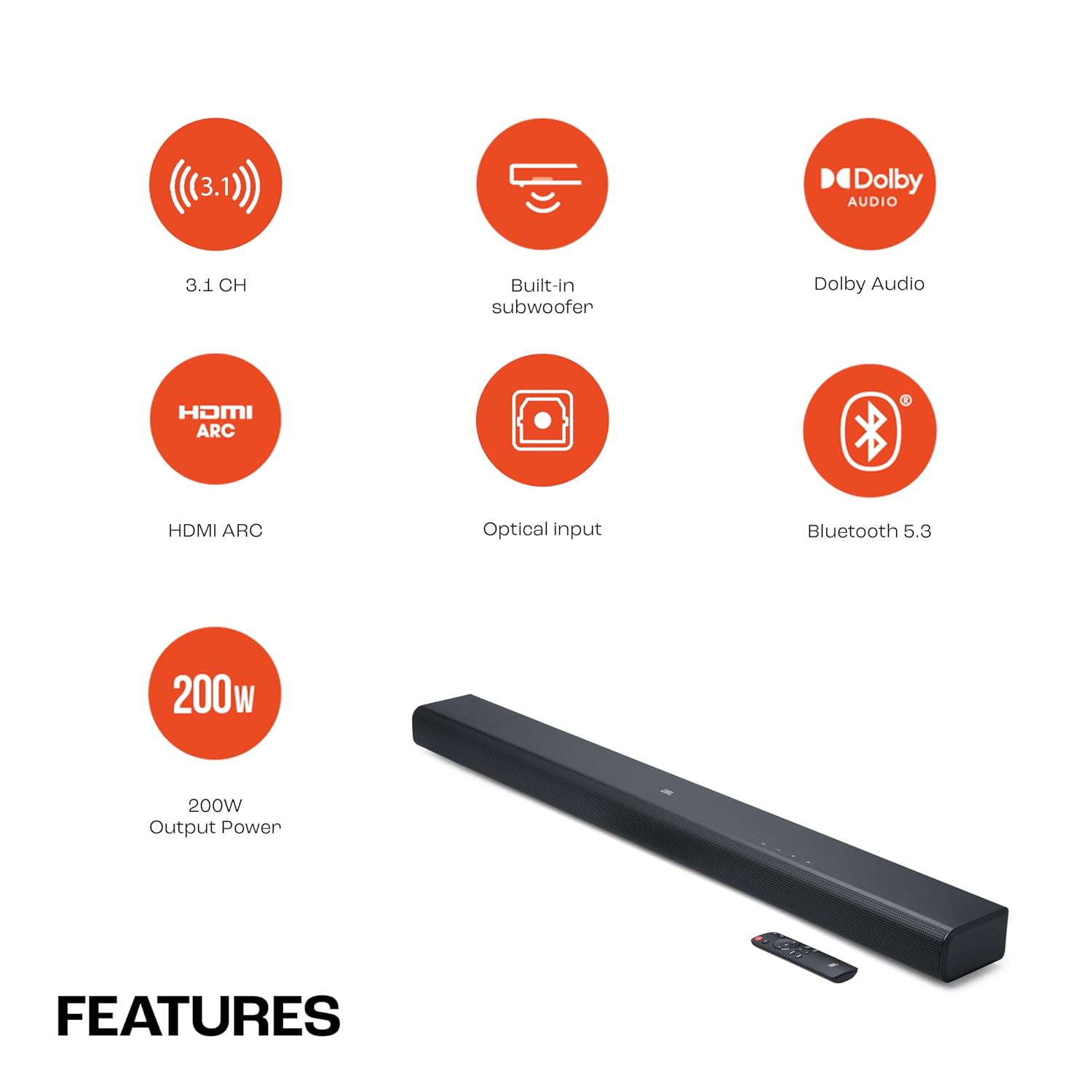 JBL Cinema SB510, Dolby Audio Soundbar with Built-in Subwoofer, 3.1 Channel, Center Channel for Superior Voice Clarity Mahajan Electronics Online 