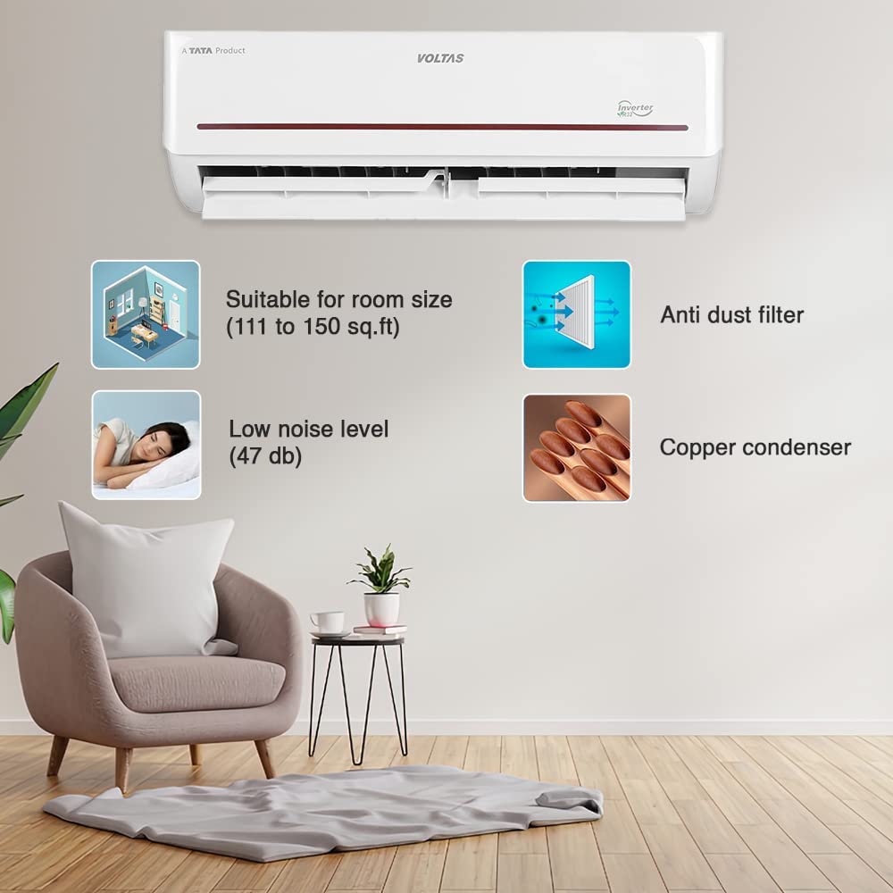 Voltas 185V Vectra Prism 1.5 Ton 5 Star, Inverter Split AC(Copper, 4-in-1 Adjustable Mode, Anti-dust Filter, White) Mahajan Electronics Online