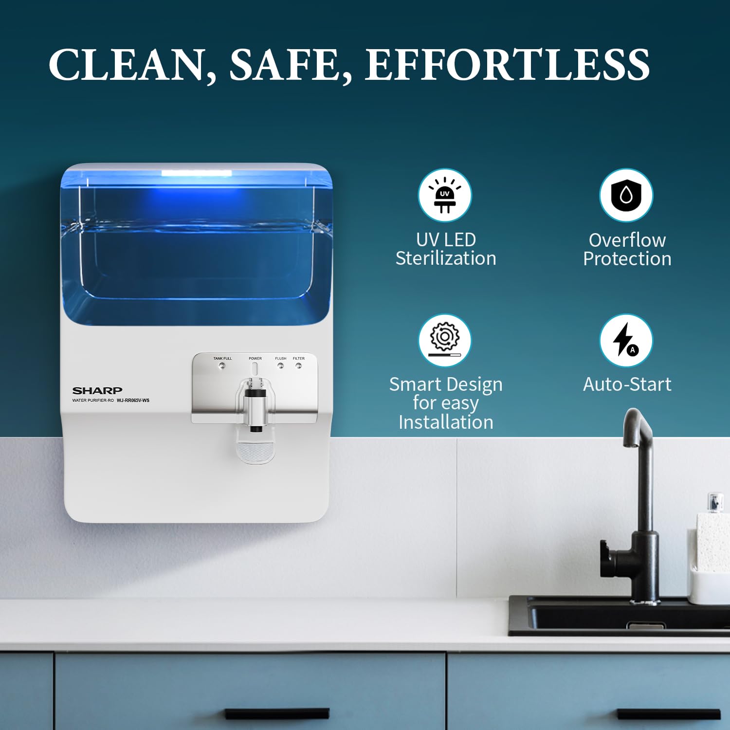 SHARP WJ-RR065V-WS RO + UV Water Purifier I 7-Stage Purification I CeroSilver Technology Mahajan Electronics Online