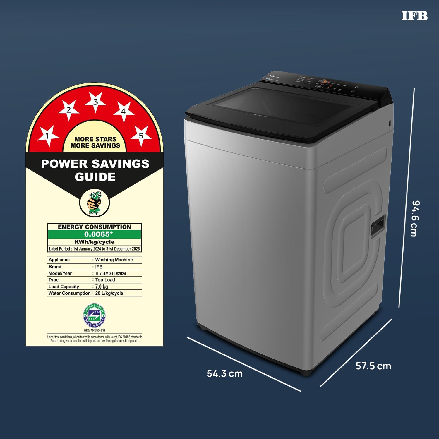 IFB&nbsp;TL701MG1ID 7 Kg 5 Star AI Powered DeepClean Technology Fully Automatic Top Load Washing Machine with Eco-Inverter (Activmix, AquaEnergie, Inbuilt Wheels, 4 Year Machine Warranty, Med Grey) IFB