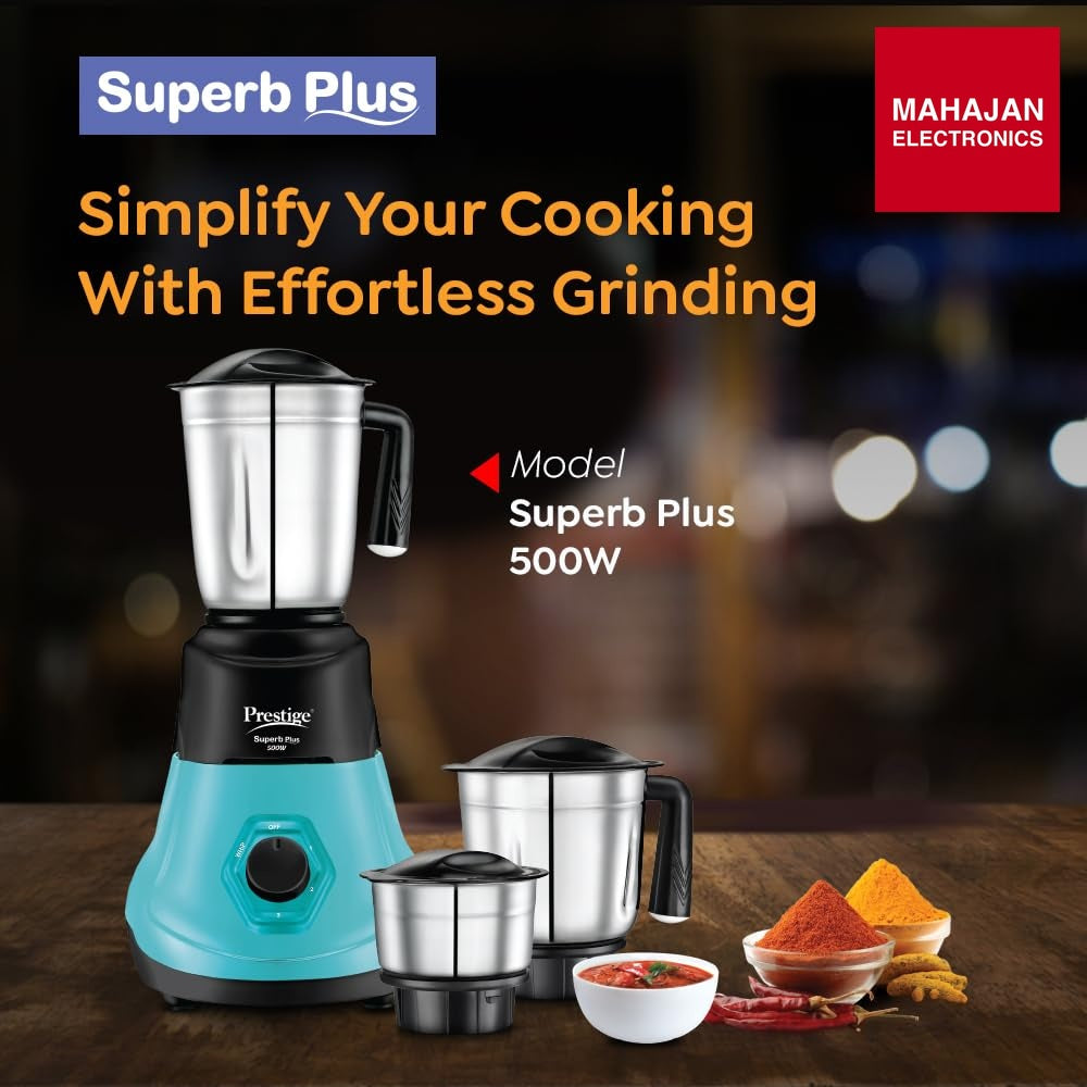 Prestige Superb Plus 500 W Mixer Grinder – Mahajan Electronics Online.