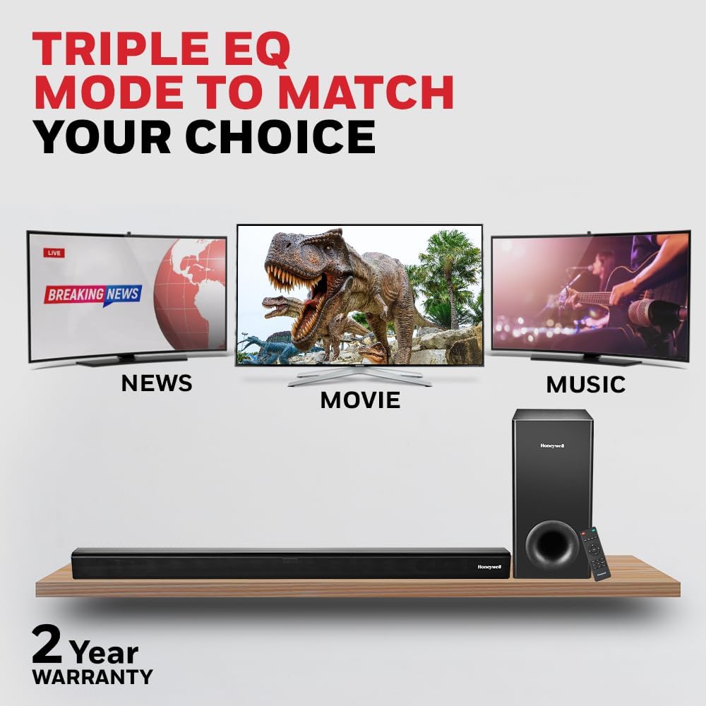 Honeywell Newly Launched Trueno U2000 120W Soundbar with Subwoofer, 2.1 Channel Home Theatre Mahajan Electronics Online