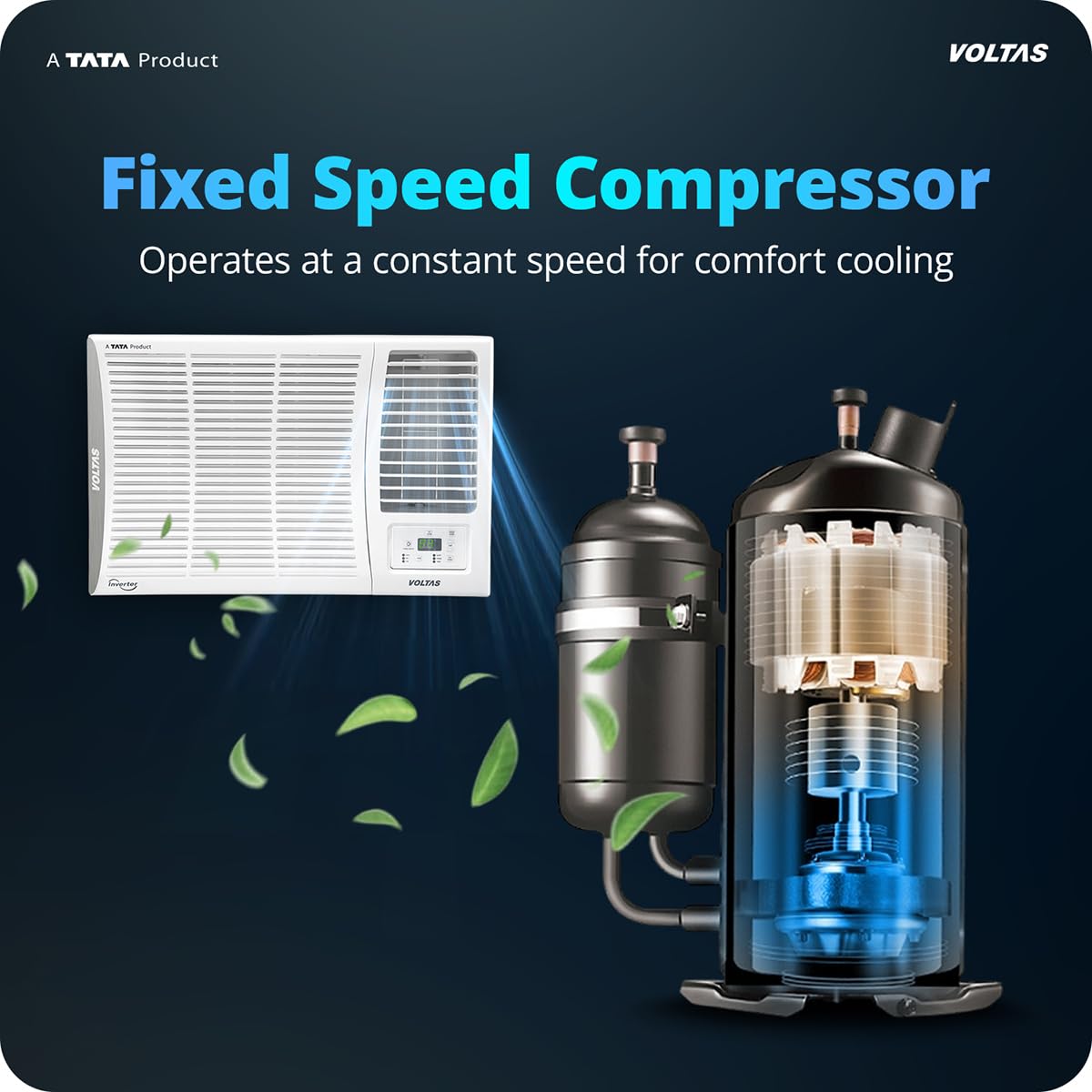 Voltas 182FS ELITE, White 1.5 ton 2 Star Fixed Speed Window AC (Copper, Anti Dust Filter, 2-Way Air Swing, Memory Restart, Sleep Mode () mahajan electronics online