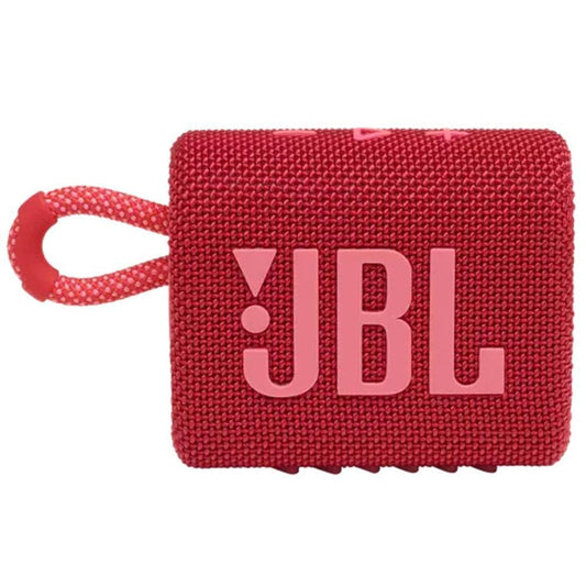 JBL Go 3, Wireless Ultra Portable Bluetooth Speaker, Pro Sound, Vibrant Colors with Rugged Fabric Design, Waterproof, Type C (Without Mic, Red) Mahajan Electronics Online