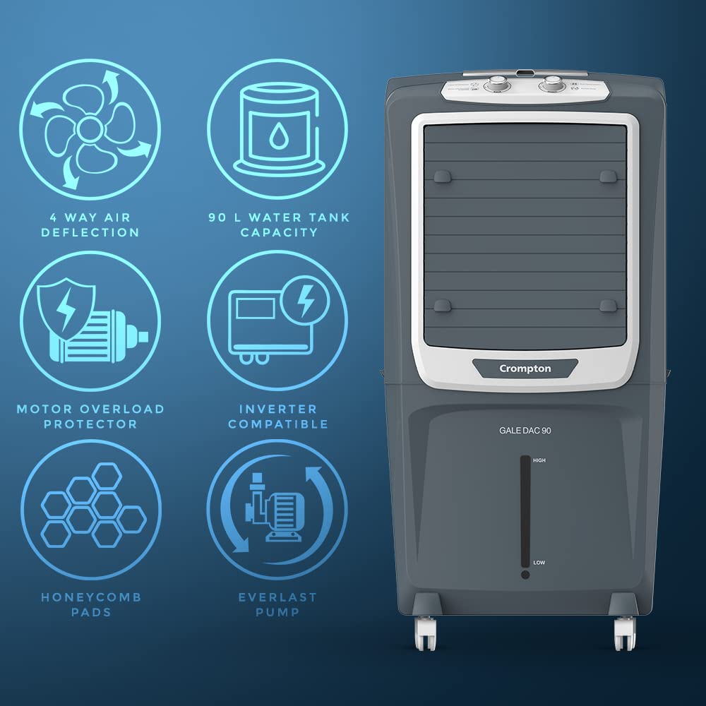 Crompton Gale 90 Litres Desert Air Cooler for home | Large & Easy Clean Ice Chamber Mahajan Electronics Online