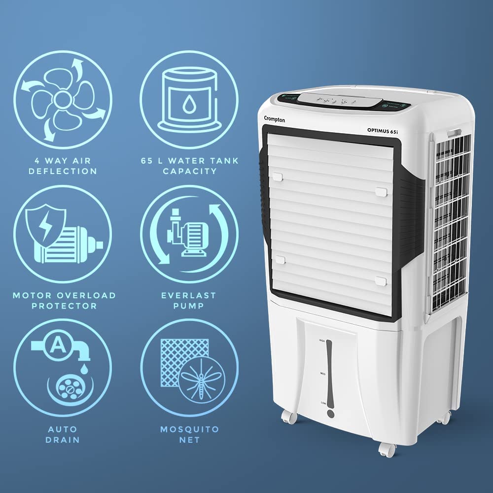 Crompton Optimus i Desert Air Cooler- 65L; with Remote Control, 18” Fan, Everlast Pump, Large & Easy Clean Ice Chamber Mahajan Electronics Online