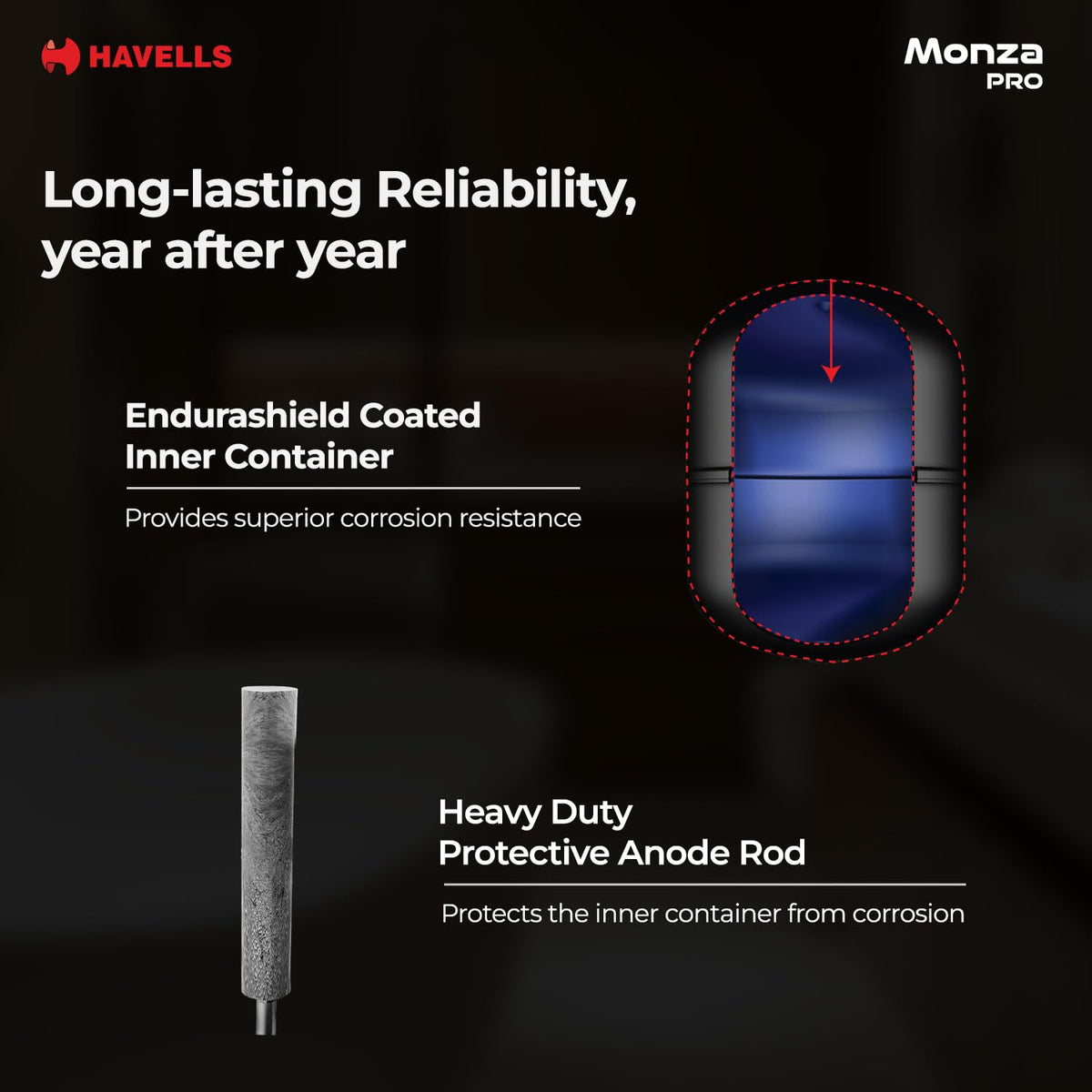 Havells Monza Pro 25L Storage GHWVMPUWAW25 Water Heater(Geyser)|Faster Heating|Safer to use|Saves electricity|Engineered for Hard Water|Endurashield Coated Anti Rust Tank|Whirlflow Technology|High Rise suitable Havells online mahajan electronics