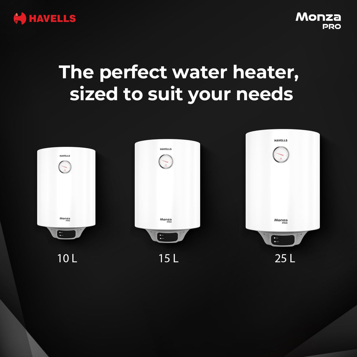 Havells Monza Pro 25L Storage GHWVMPUWAW25 Water Heater(Geyser)|Faster Heating|Safer to use|Saves electricity|Engineered for Hard Water|Endurashield Coated Anti Rust Tank|Whirlflow Technology|High Rise suitable Havells online mahajan electronics