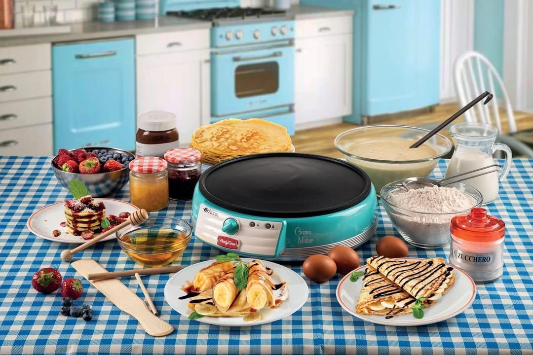 Ariete Electric Crepe Maker Dosa Maker | Portable Crepe Maker with Non-Stick Dipping Plate and Egg Whisk Mahajan Electronics Online