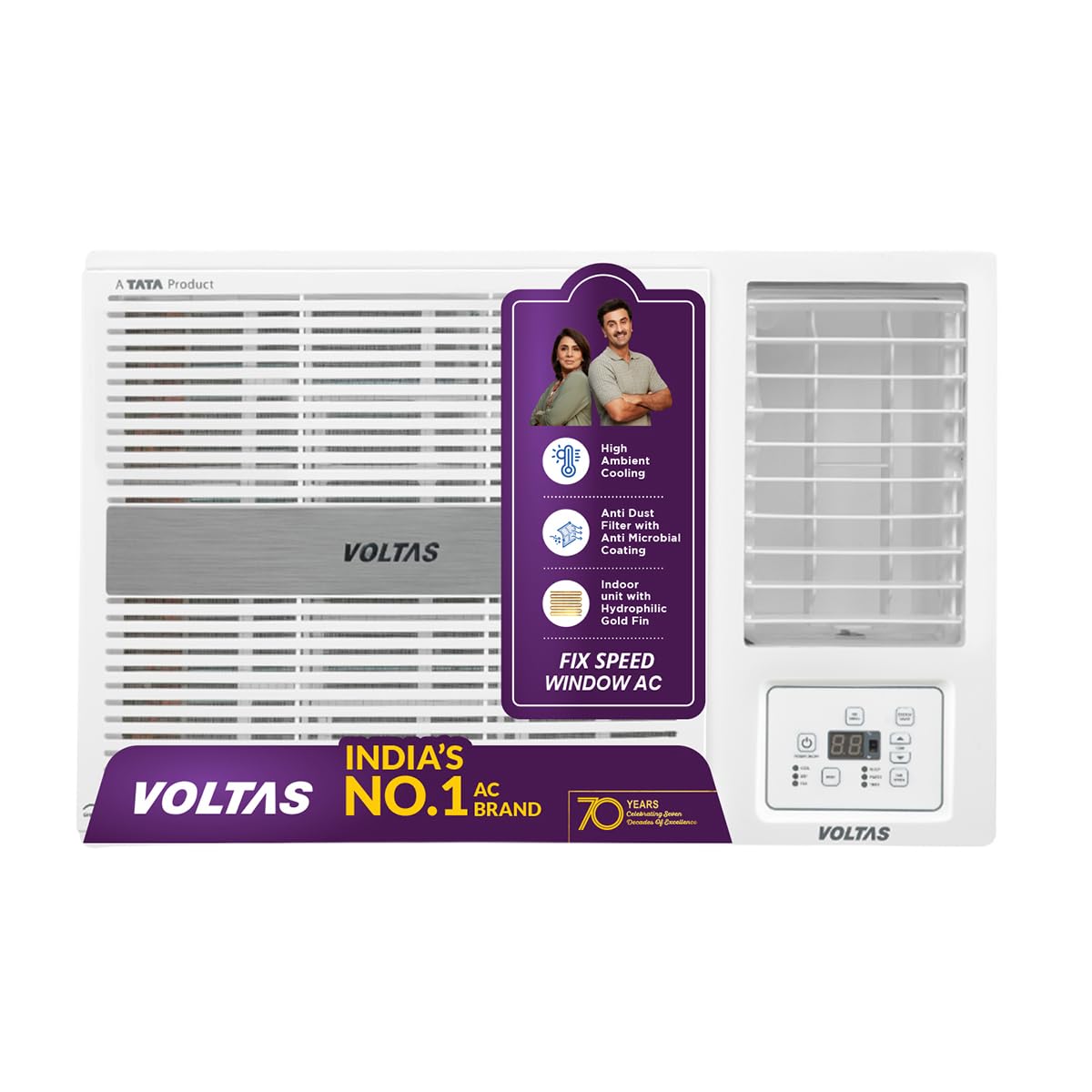 Voltas 182FS PEARL 1.5 ton 2 Star Fixed Speed Window AC (Copper, Anti Dust Filter, 2-Way Air Swing, Memory Restart, Sleep Mode (, White) Voltas
