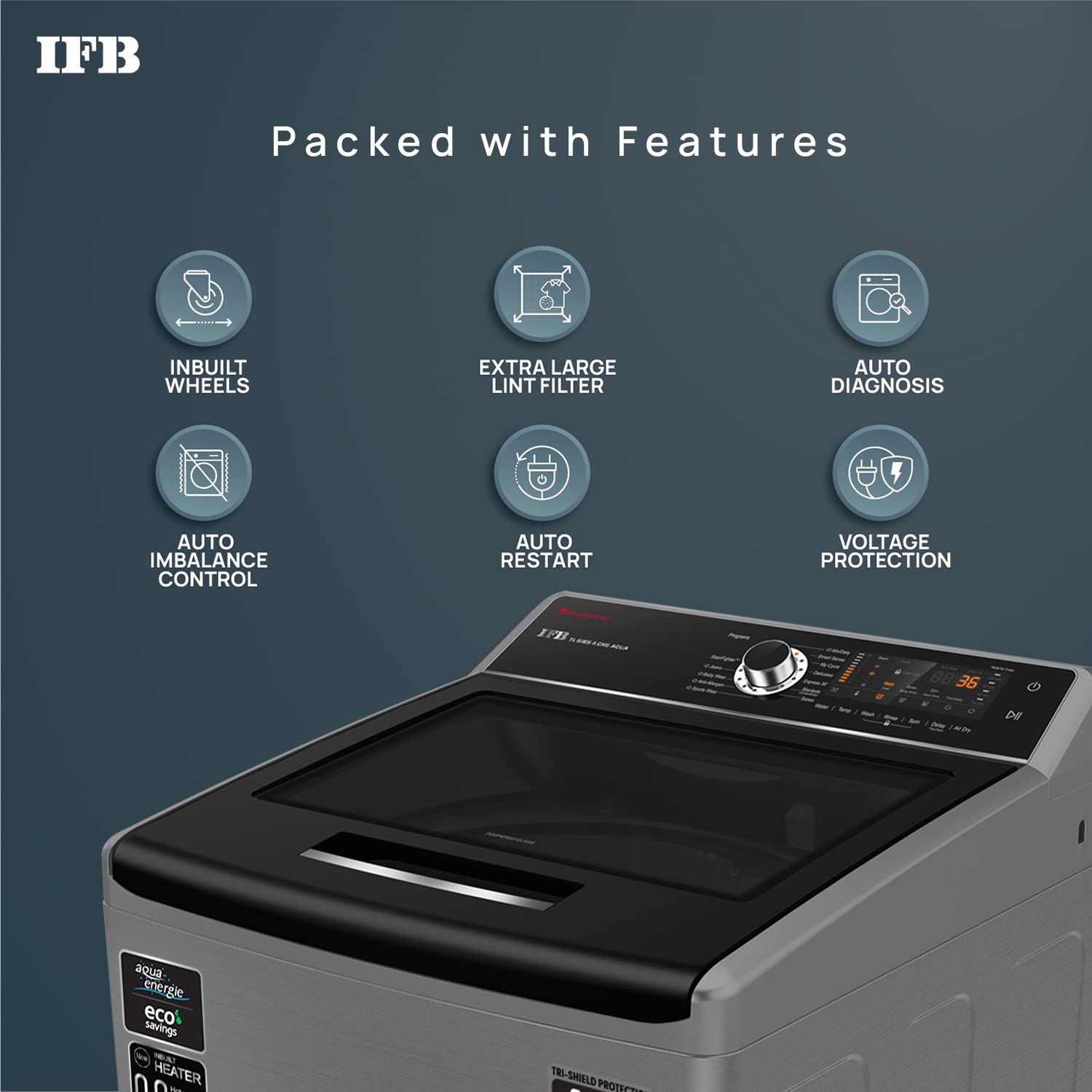 IFB TL-SIBS 10.0KG AQUA 10.0 Kg 5 Star Top Load Washing Machine Aqua Conserve ( Inox, Power Dual Steam, Inbuilt Heater) Mahajan Electronics Online