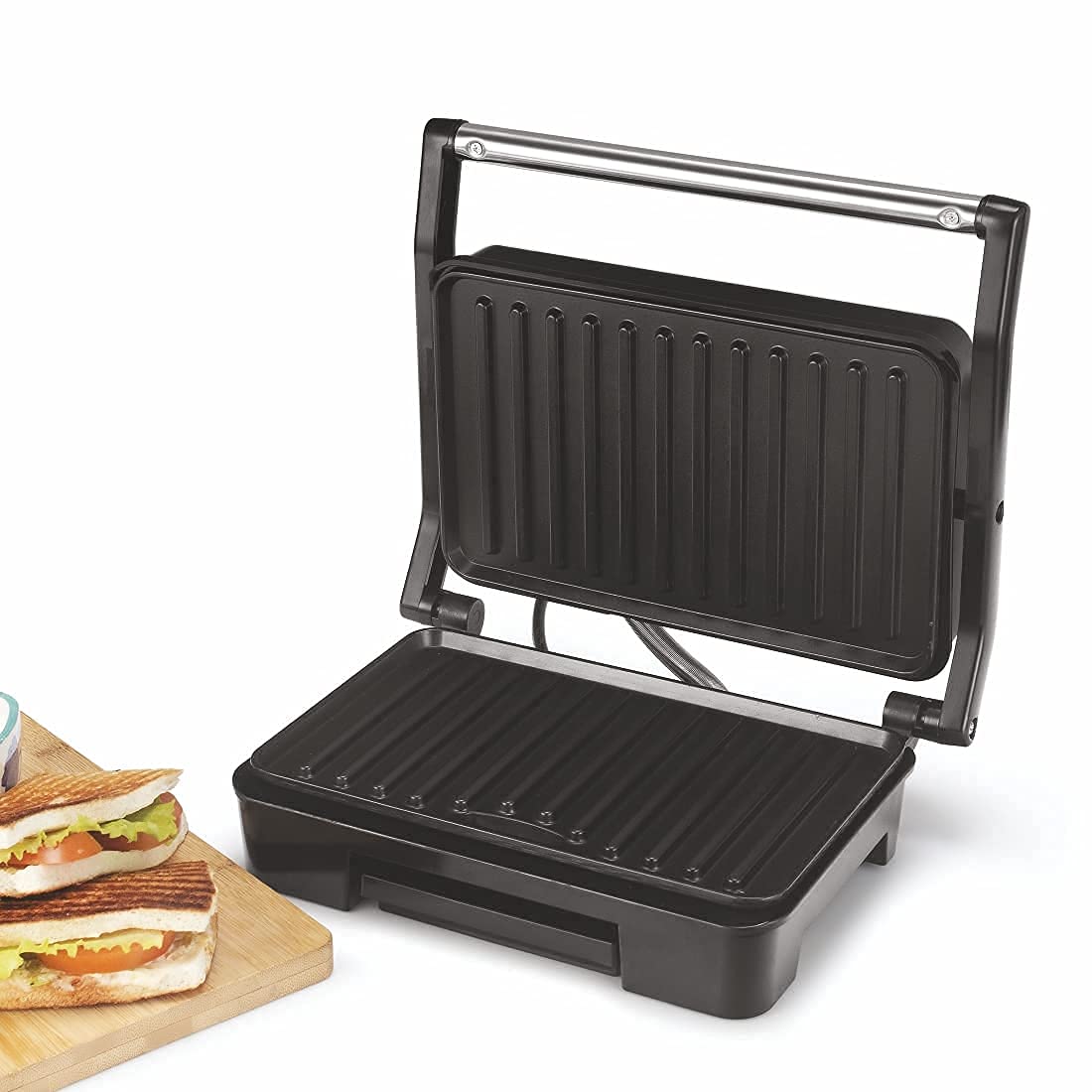 Glen SA 3029 Press Grill Maker 830W With Non Stick Coated Grill Plate & Oil Collector Tray  2 Years Warranty, Black Mahajan Electronics Online