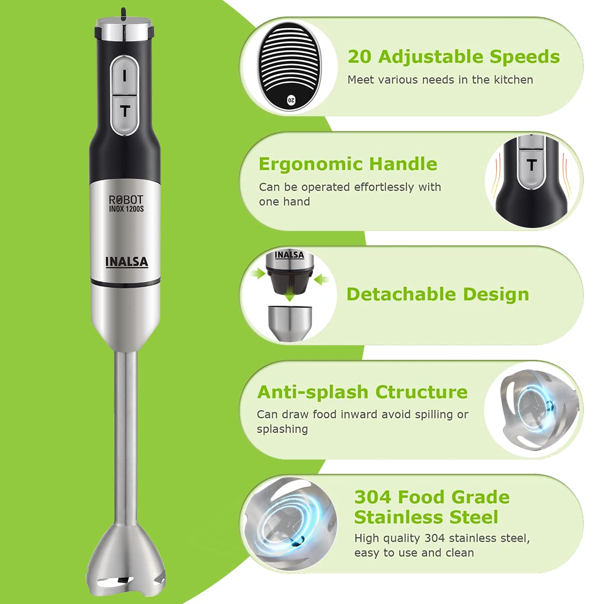 INALSA Hand Blender Robot Inox 1200 S Mahajan Electronics Online