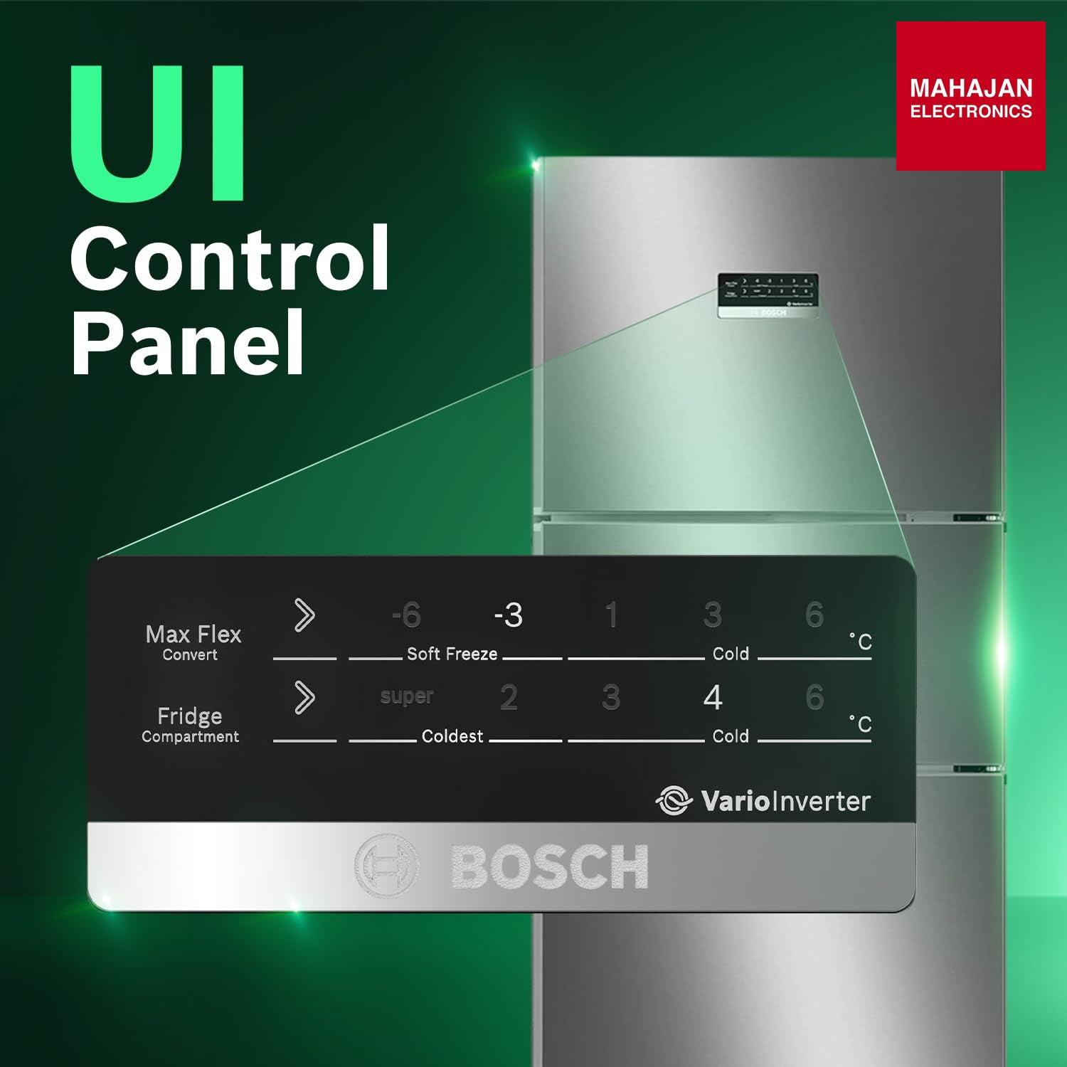 Bosch CMC33K03NI 302L, 3 Star, MaxFlex Convert Frost Free Triple Door Refrigerator | 8-in-1 Convertible Storage Modes | 57L Extra Convertible Zone | Cool Extend up to 18 hours (, Smokey Steel) Bosch online mahajan electronics