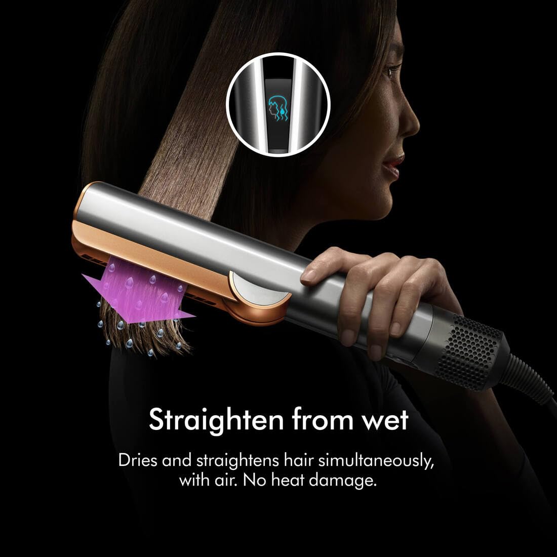 Dyson Airstrait™ Hair Straightener [Red Velvet & Gold] |Wet-to-dry straightener|Straightens with air Mahajan Electronics Online