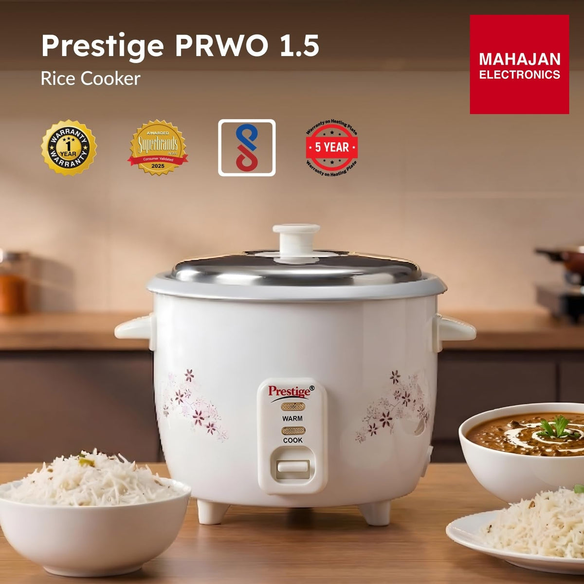 Prestige Delight PRWO 1.5 L Electric Rice Cooker – Mahajan Electronics Online.