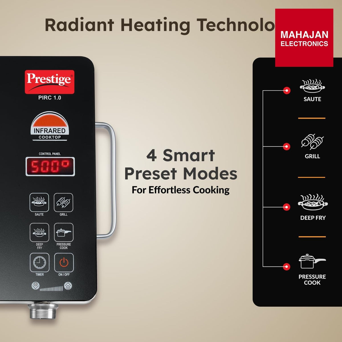 Prestige PIRC 1.0 2200 W Infrared Cooktop – Mahajan Electronics Online.