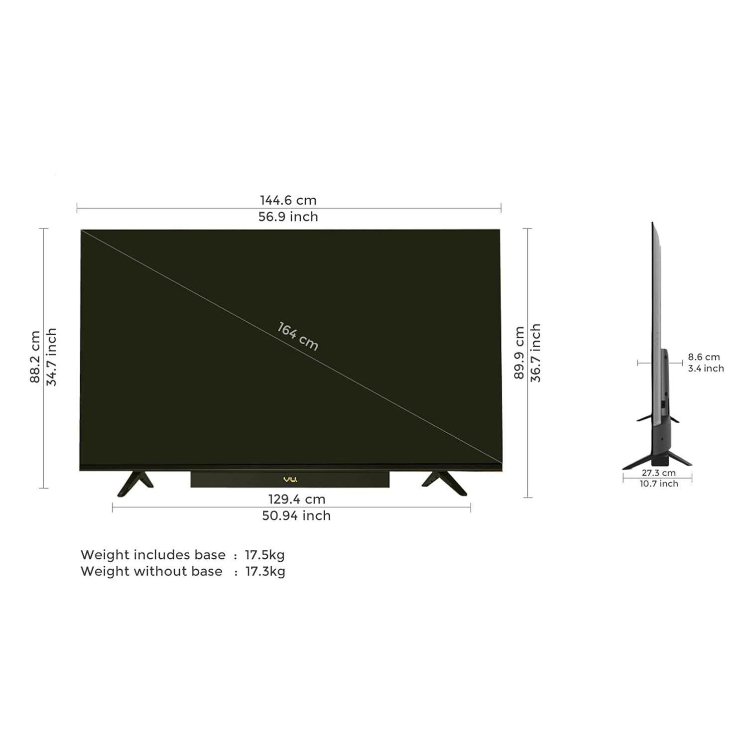 Vu 65VIBE24  164cm (65 inches) Vibe Series QLED 4K Google TV Smart (Black) Mahajan Electronics Online