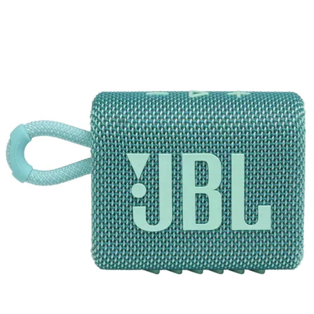 JBL Go 3, Wireless Ultra Portable Bluetooth Speaker, Pro Sound, Vibrant Colors with Rugged Fabric Design, Waterproof, Type C (Without Mic, Teal) Mahajan Electronics Online