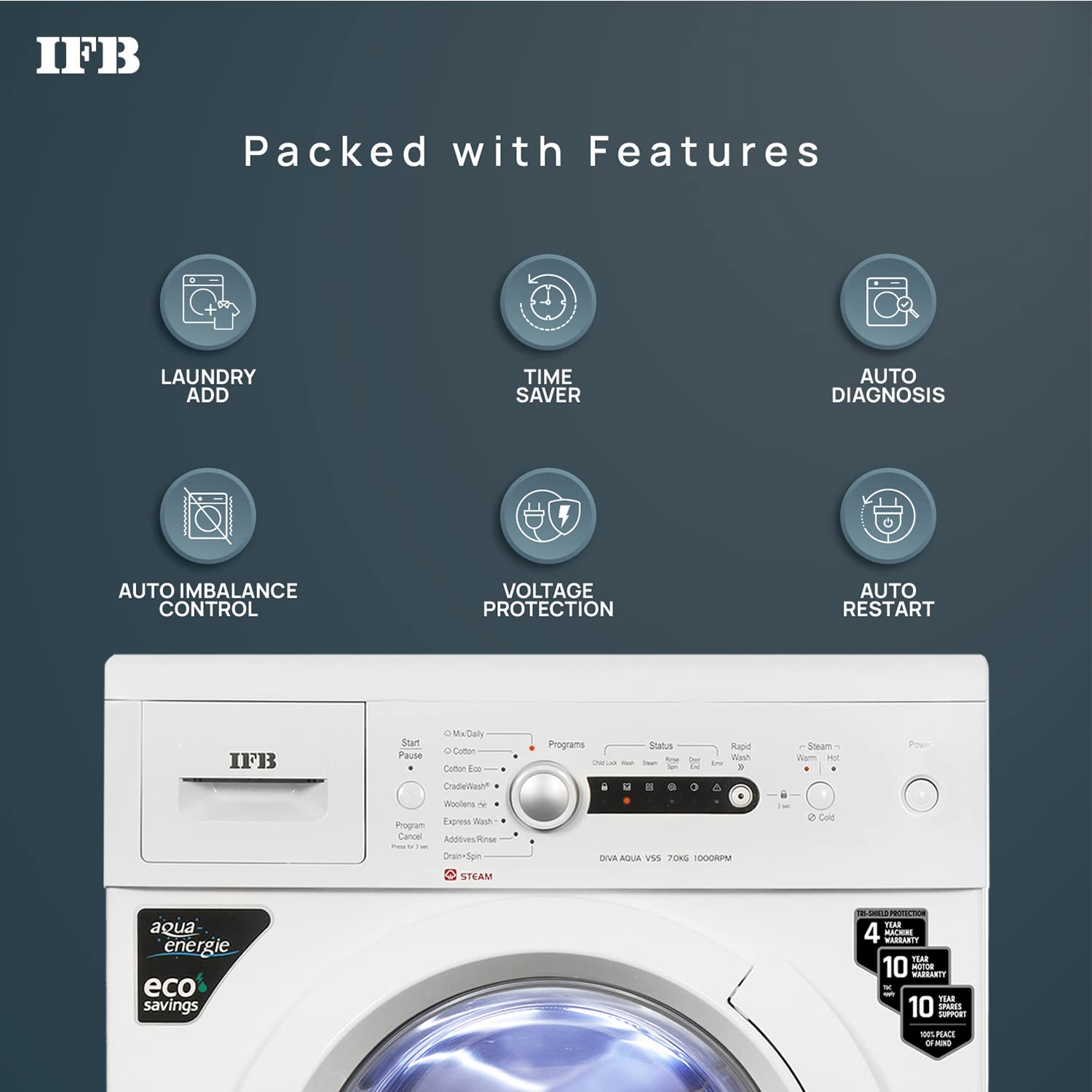 IFB DIVA AQUA VSS 7010 7 Kg 5 Star Front Load Washing Machine Aqua Conserve Mahajan Electronics Online