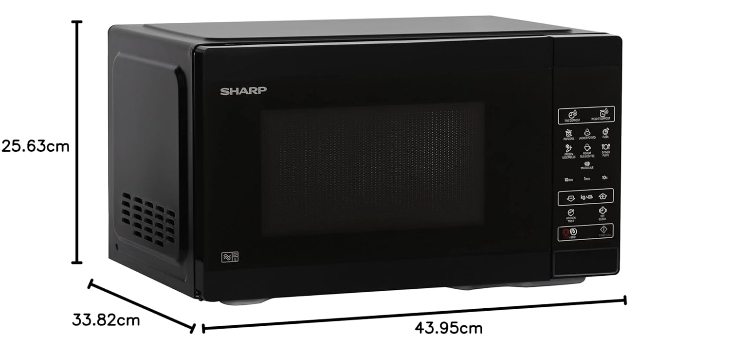 SHARP 20L Solo Microwave Oven (R220KNK Black, Ceramic Cavity, Digital Display, One-Touch Start) Mahajan Electronics Online