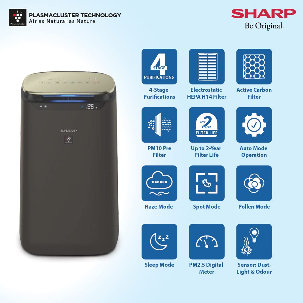 SHARP Air Purifier for Room FX-J80M-H with Plasmacluster (Removes Bacteria Mahajan Electronics Online