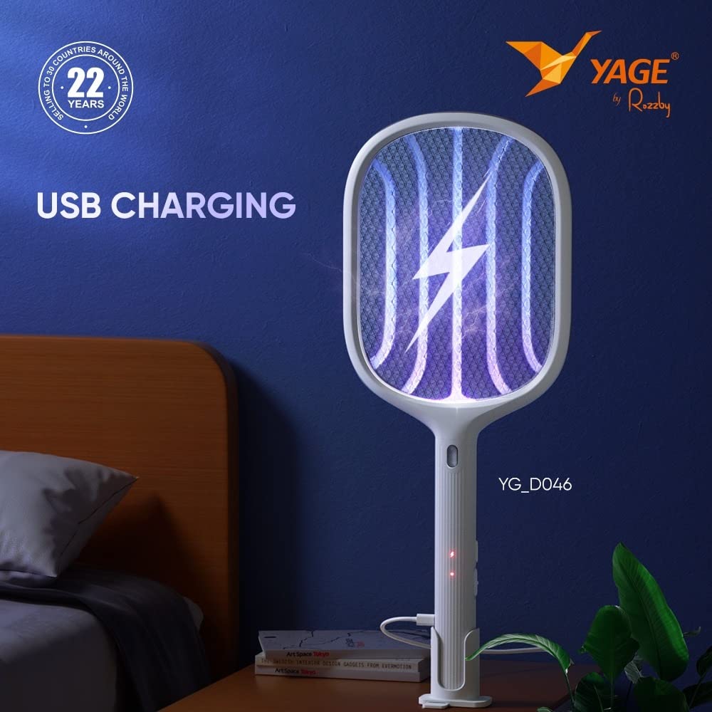 Yage by Rozzby 2 in 1 Mosquito Racket Yg D046 with 1200 MAH Battery,USB Charging and UV Light Stand Mahajan Electronics Online