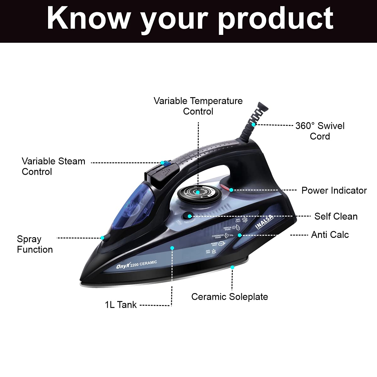 INALSA Steam Iron 2200 W| Quick Heat Up with up to 30g/min steam|100 gm/min Steam Boos Mahajan Electronics Online