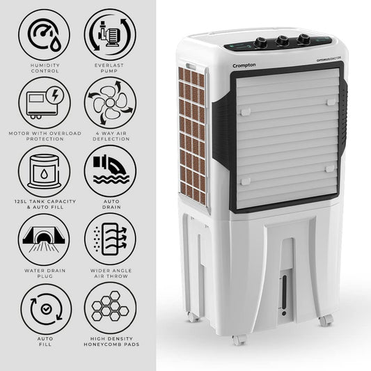 Crompton Optimus 125 Litres Desert Air Cooler for home | Large & Easy Clean Ice Chamber Mahajan Electronics Online