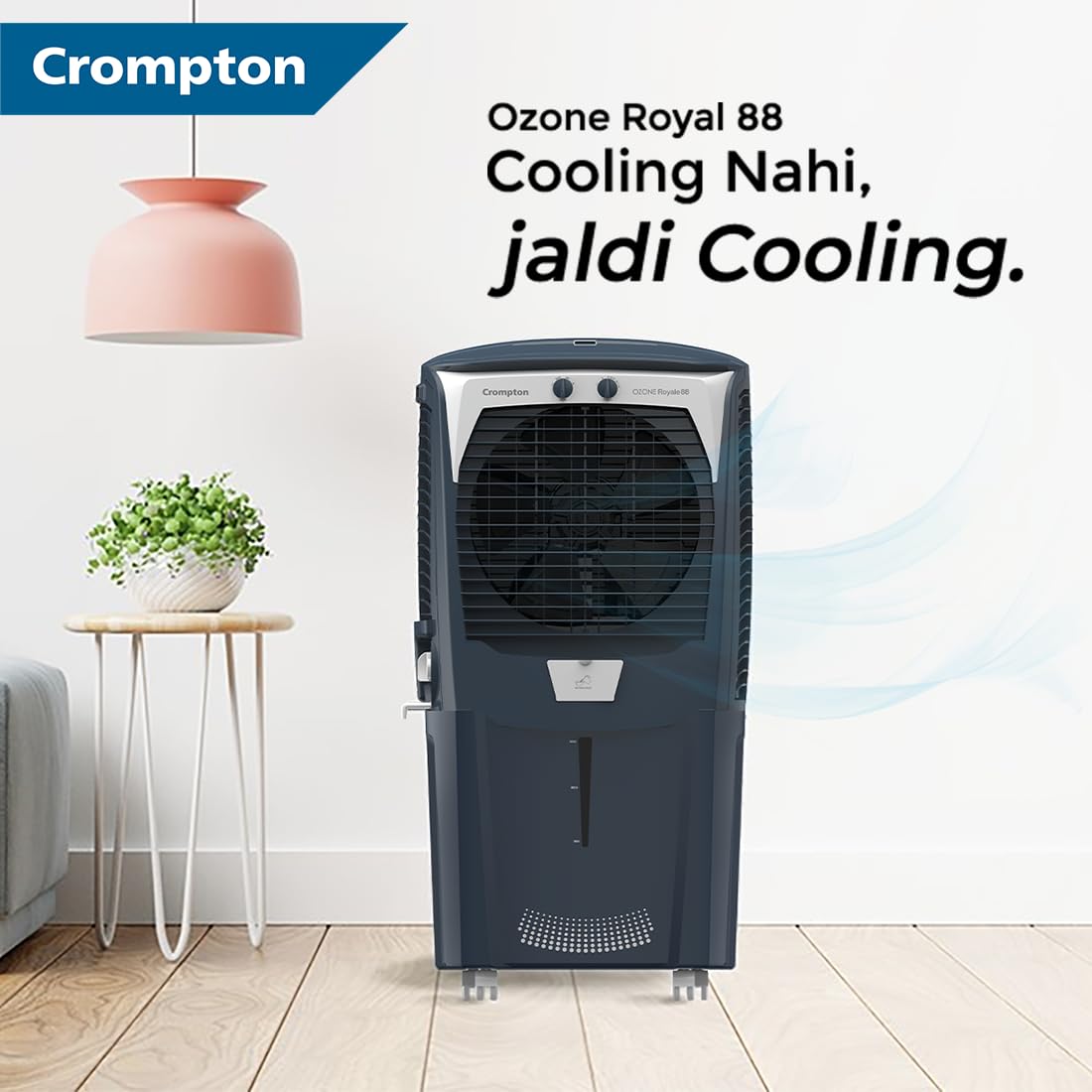 Crompton Ozone DACR-88 Royale Desert Air Cooler- 88L; with humidity control, Auto drain, Everlast Pump Mahajan Electronics Online