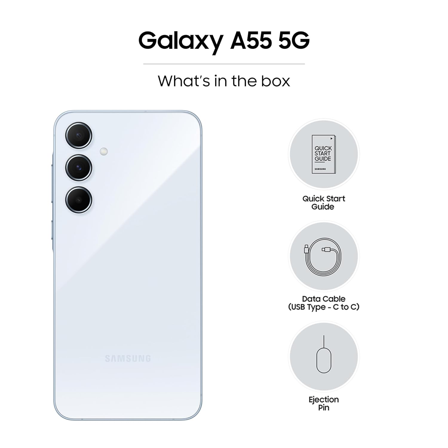 Samsung Galaxy A55 5G (Awesome Iceblue, 8GB RAM, 128GB Storage) | Metal Frame | 50 MP Main Camera (OIS) Mahajan Electronics Online