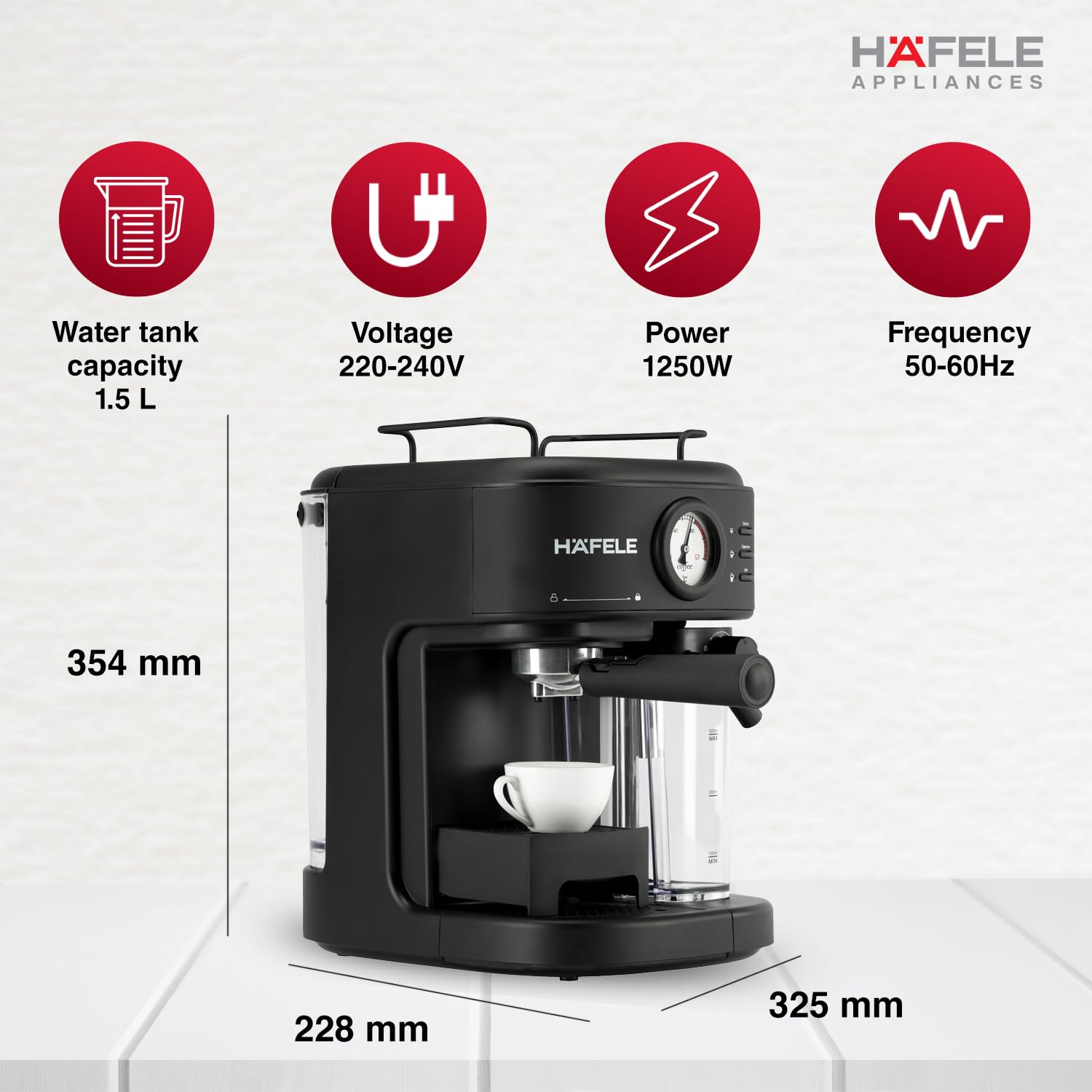 Hafele U-Kaffee Plus Coffee Machine, 15-Bar Pump Pressure Mahajan Electronics Online