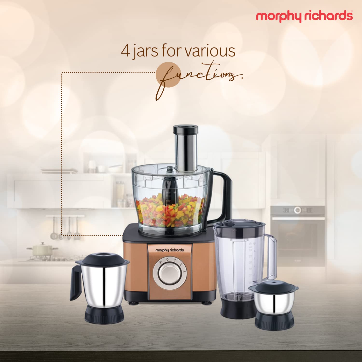 Morphy Richards Icon Superb 1000-Watt Food Processor (Copper Colour) Mahajan Electronics Online