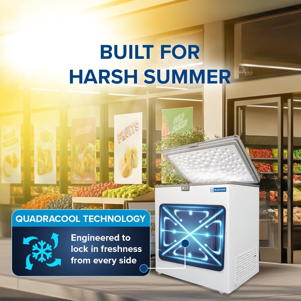 Blue Star HT3-N180, 180 Liter Hard Top Single Door Deep Freezer (161 Liter, White, 3-star mahajan electronics online