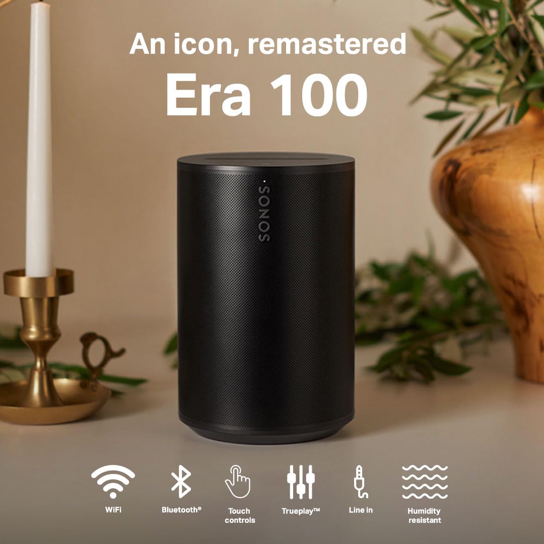 Sonos Era 100 Wireless Speaker - The Next-Gen Stereo Bookshelf Speaker, Black Mahajan Electronics Online