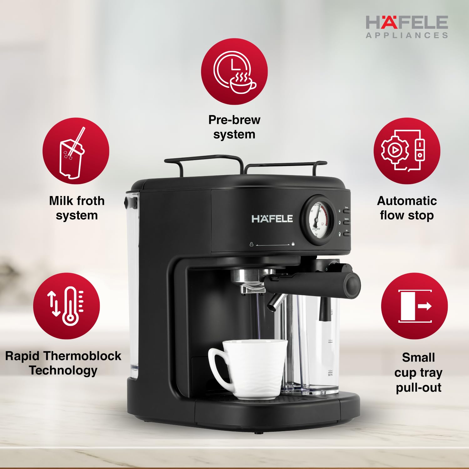 Hafele U-Kaffee Plus Coffee Machine, 15-Bar Pump Pressure Mahajan Electronics Online