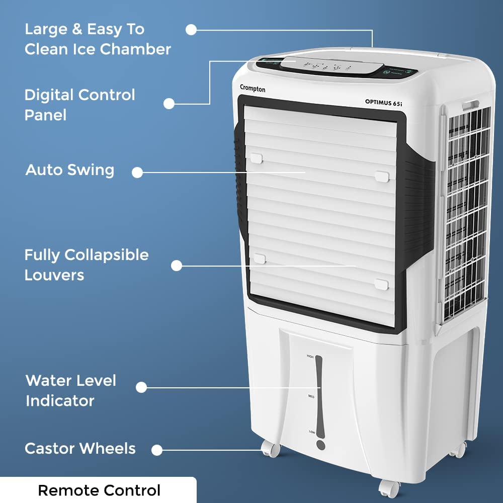 Crompton Optimus i Desert Air Cooler- 65L; with Remote Control, 18” Fan, Everlast Pump, Large & Easy Clean Ice Chamber Mahajan Electronics Online