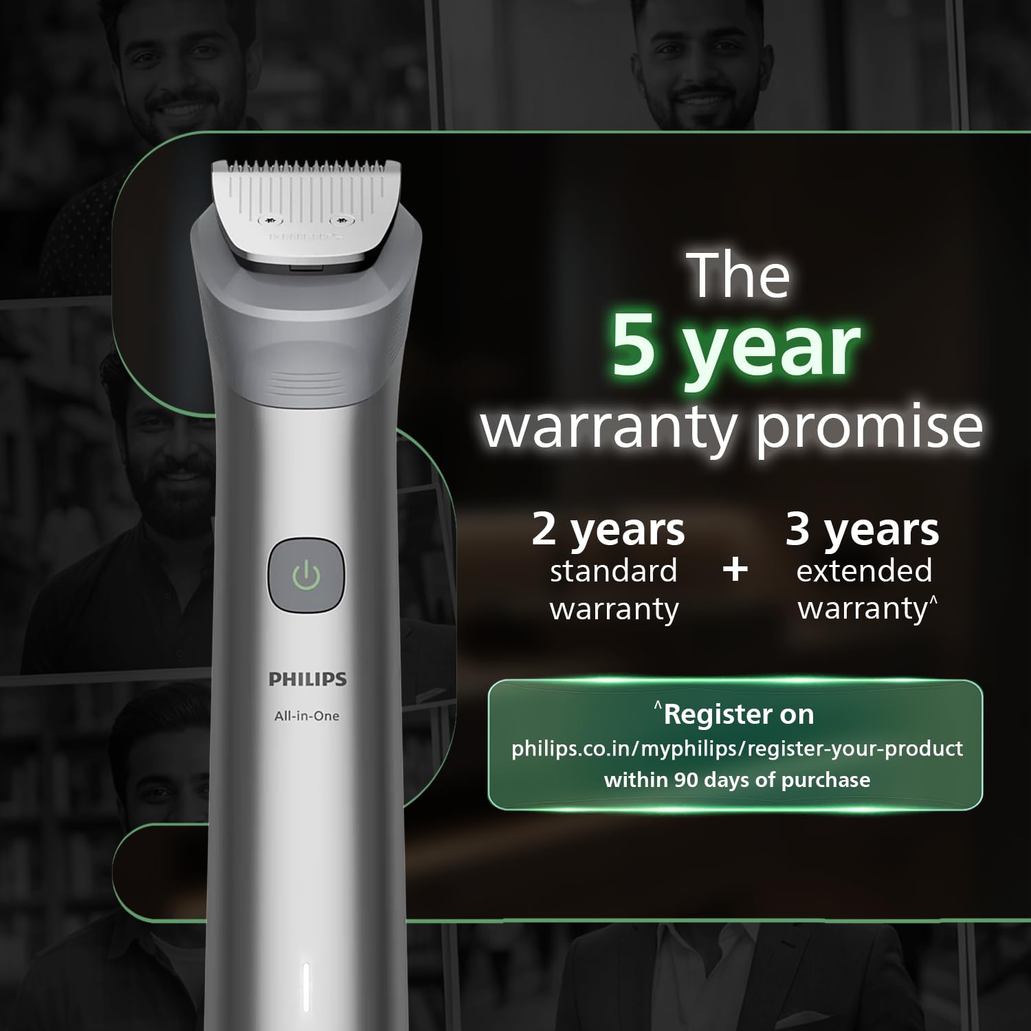 Philips MG5932 Men's Trimmer* | Effortless styling | BeardSense Technology | All-in-One Grooming Kit- Face, Head, Body | 120min runtime | IPX7 Waterproof Philips
