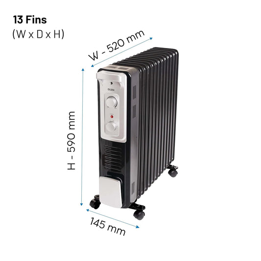 Glen HA7015OR13 13 Fin Oil Filled Radiator Room Heater With Turbo Ceramic Fan 2500W Mahajan Electronics Online