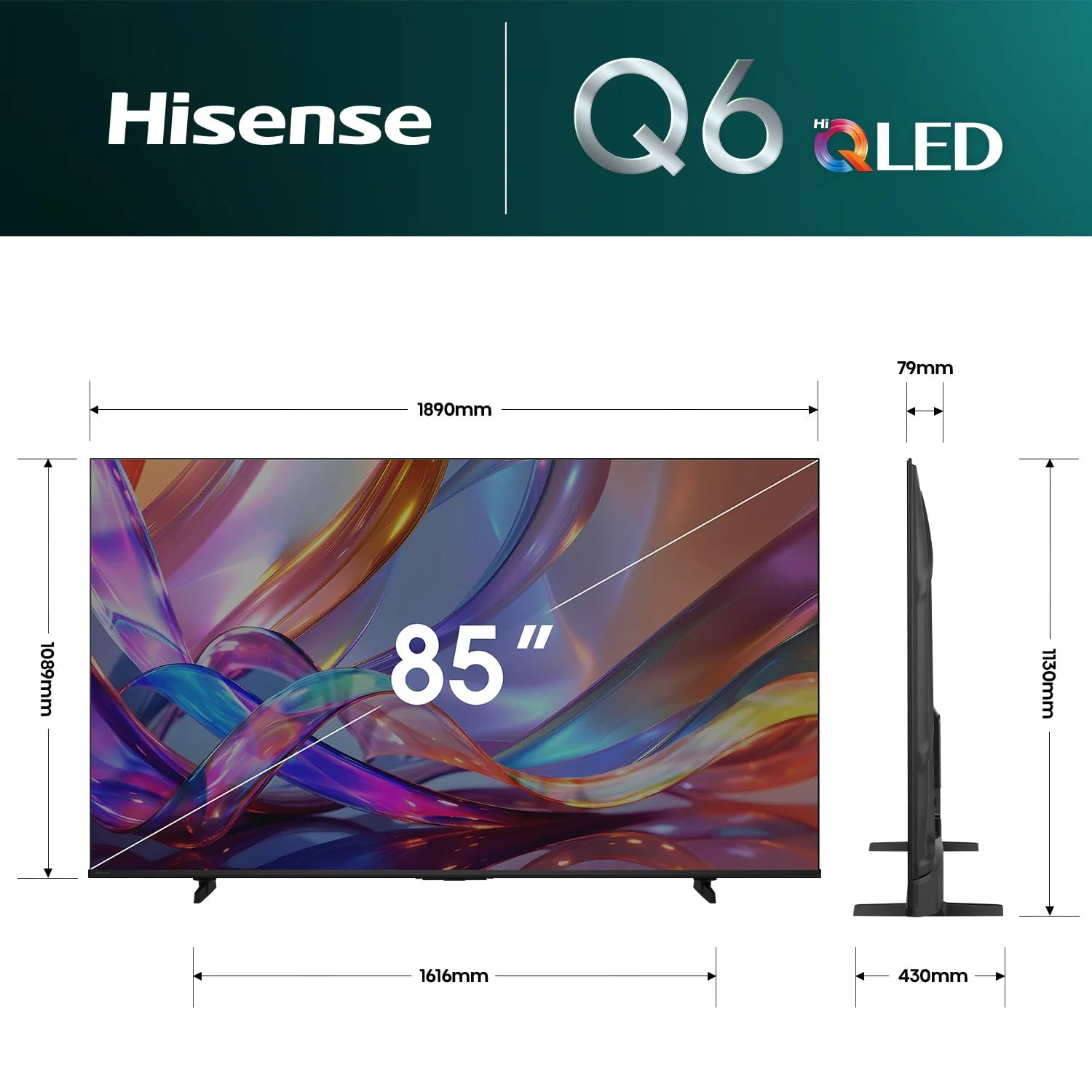 Hisense  85Q6S  215 cm (85 Inch) 4K Ultra HD Smart QLED TV | Quantum Dot Display | Dolby Vision & Dolby Atmos | AI 4K Upscaler | Game Mode Plus | Voice Control | online mahajan electronics