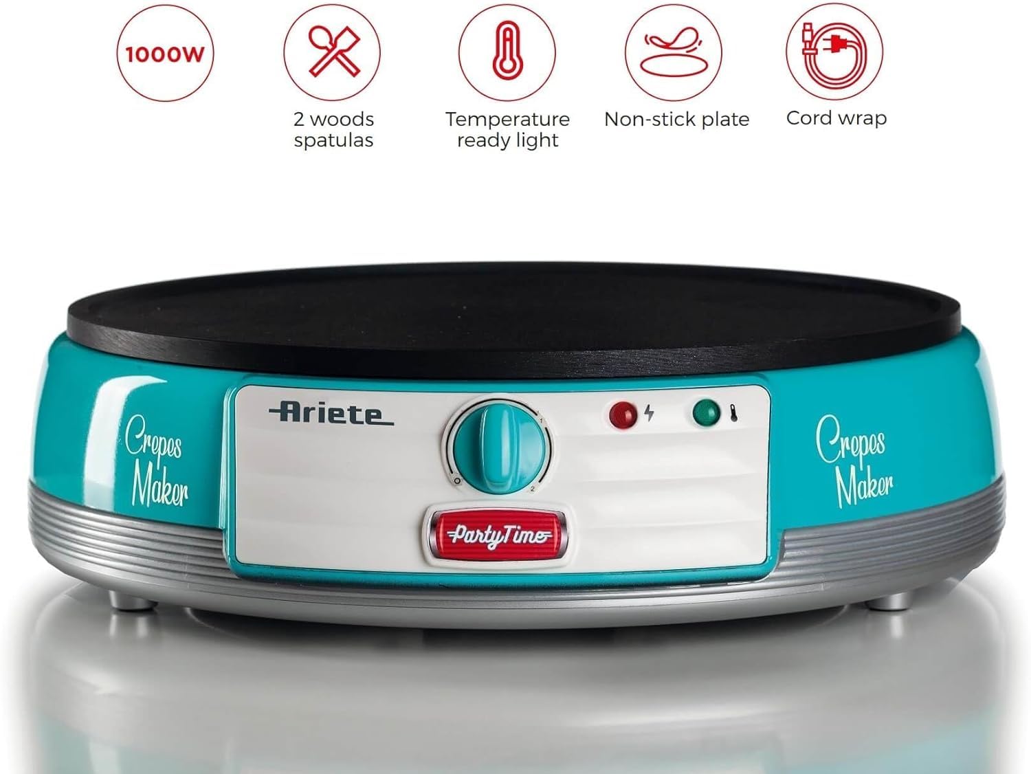 Ariete Electric Crepe Maker Dosa Maker | Portable Crepe Maker with Non-Stick Dipping Plate and Egg Whisk Mahajan Electronics Online