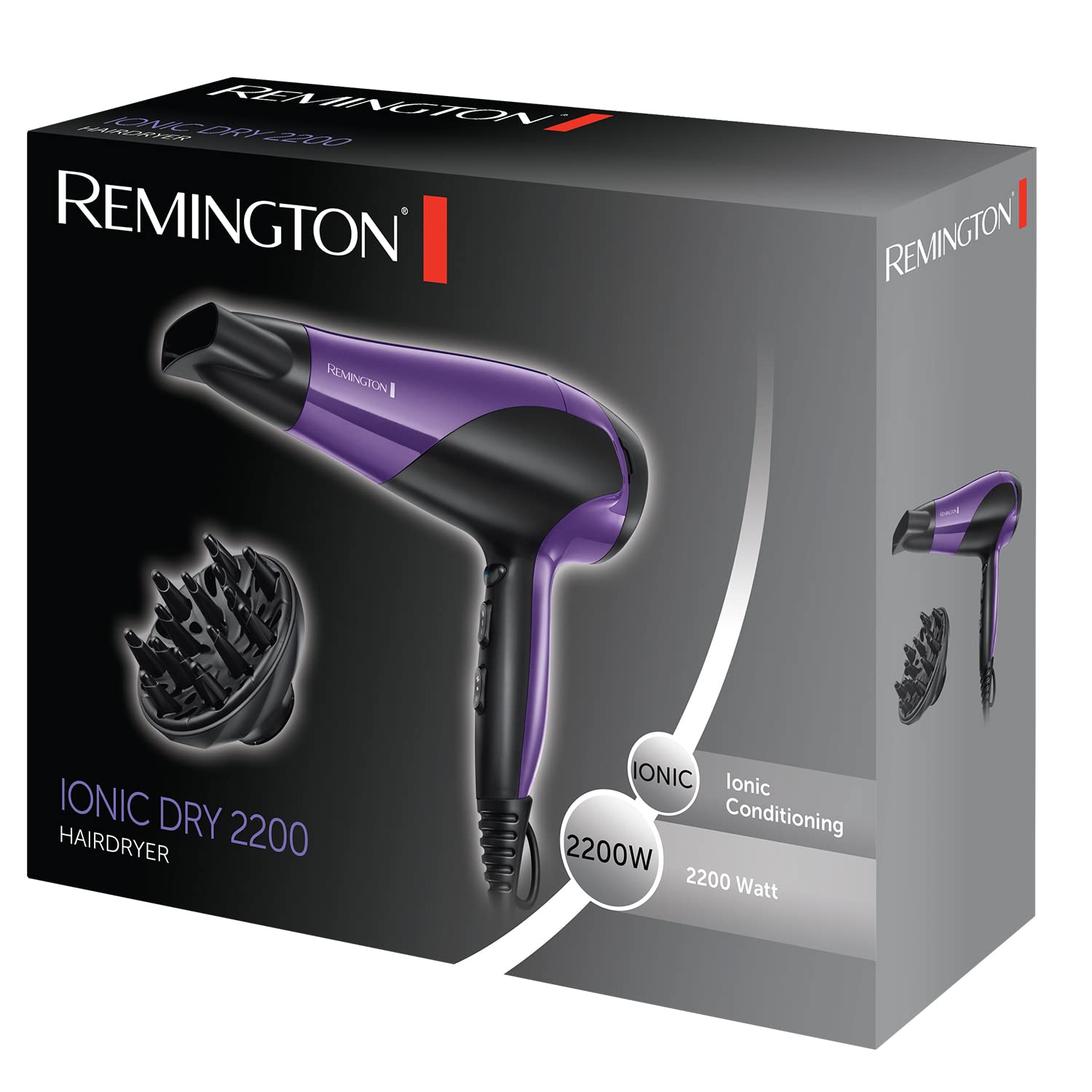 Remington D3190 2200 W Ionic Hair Dryer With Ionic Conditioning, 2200 Watt, Purple Mahajan Electronics Online