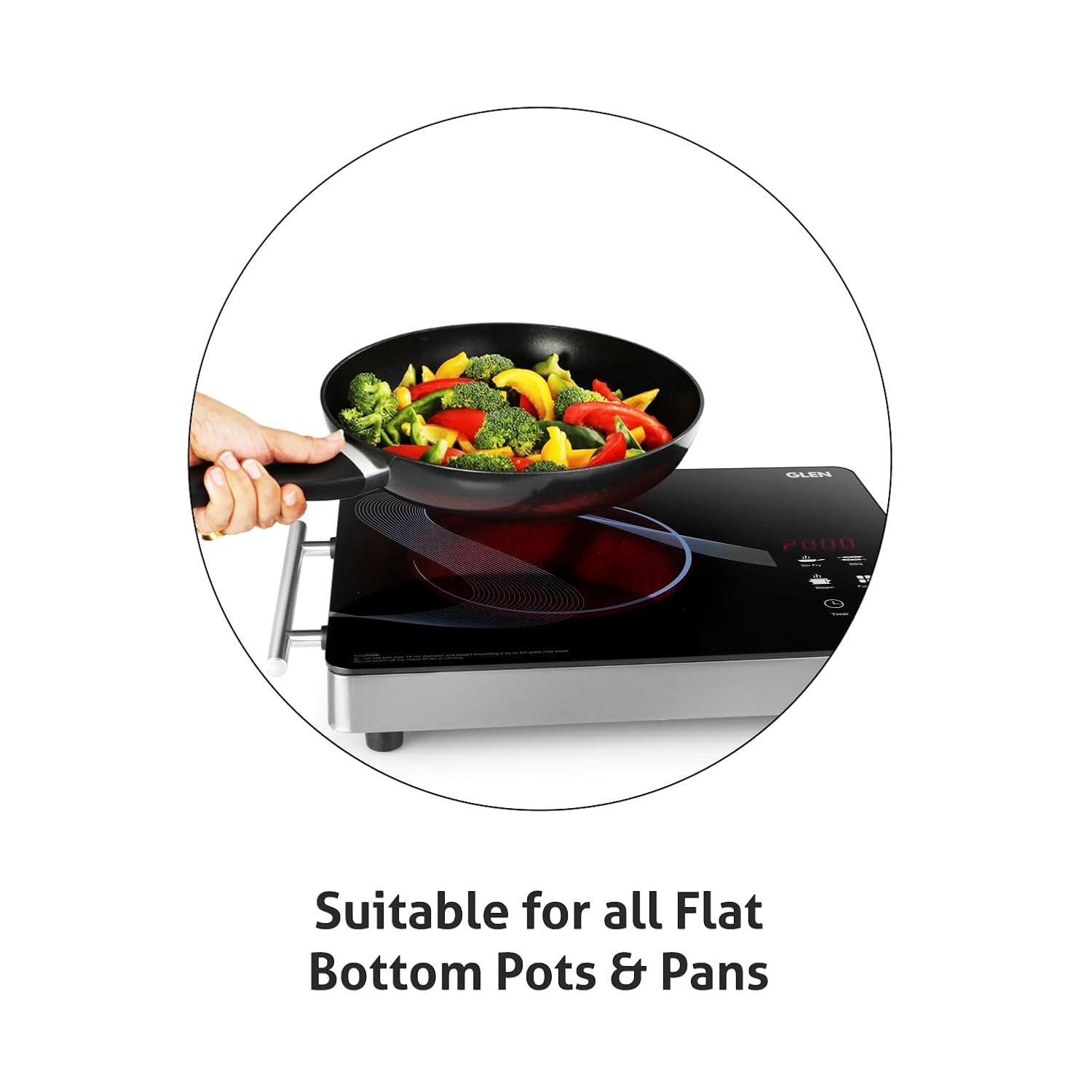 Glen 2000W Infrared SA3075IR Cooktop Stoves with Grill Rack for Barbecue, 3 Preset Cooking Modes, Crystal Glass Plate, Digital Display, Touch Control, SS Handle, Infrared Chulha Hot Plate (SA3075IR) GLEN